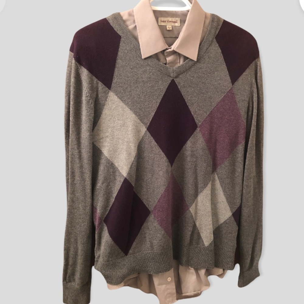 Crewneck sweater argyle print